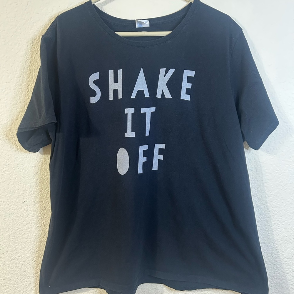 Shake It Off Black Graphic Plus Size Short Sleeve Tee with White Text 3XL